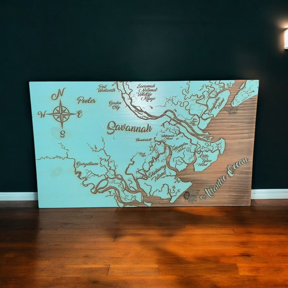 Fire and Pine Hand Made Wood Die Cut Georgia Coast Savannah Wall Hanging Art